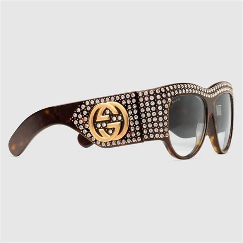 occhiali da sole donna con strass gucci|Gucci Eyewear Occhiali Da Sole Con Strass .